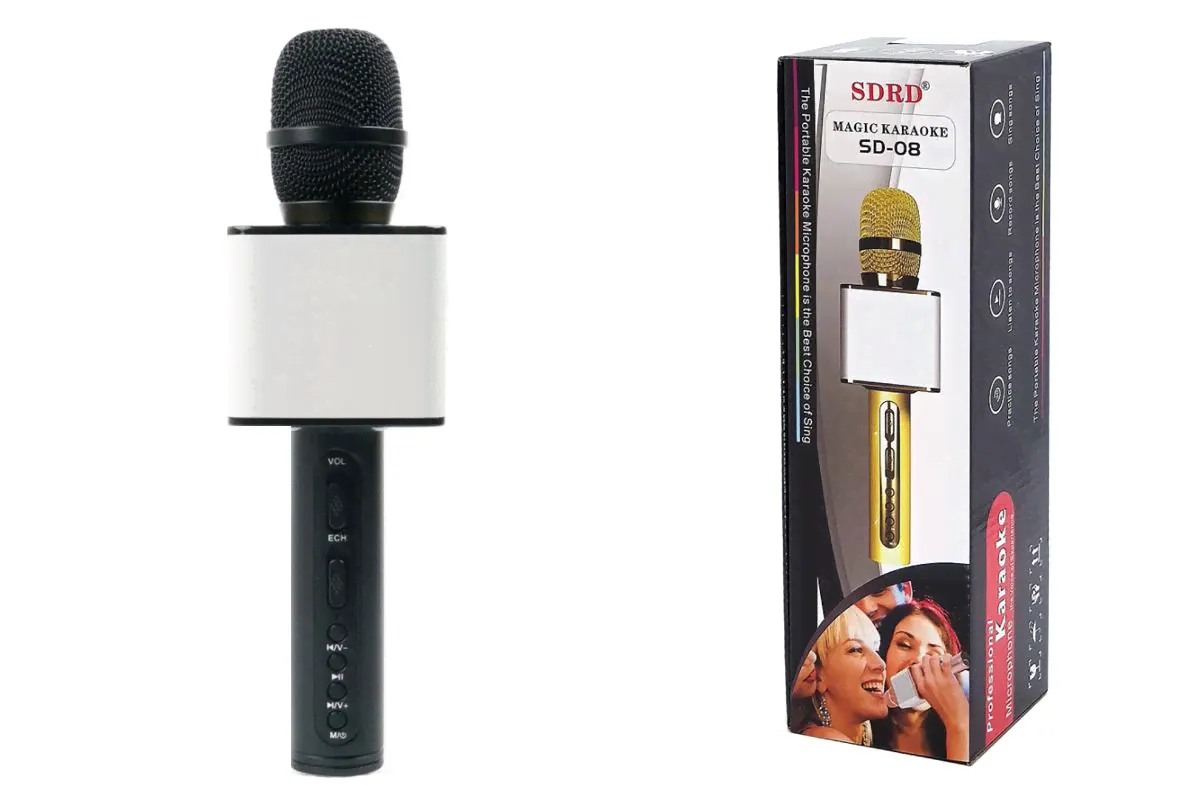 Караоке микрофон SDRD SD-08 (Bluetooth, динамики, USB) (черный)-1